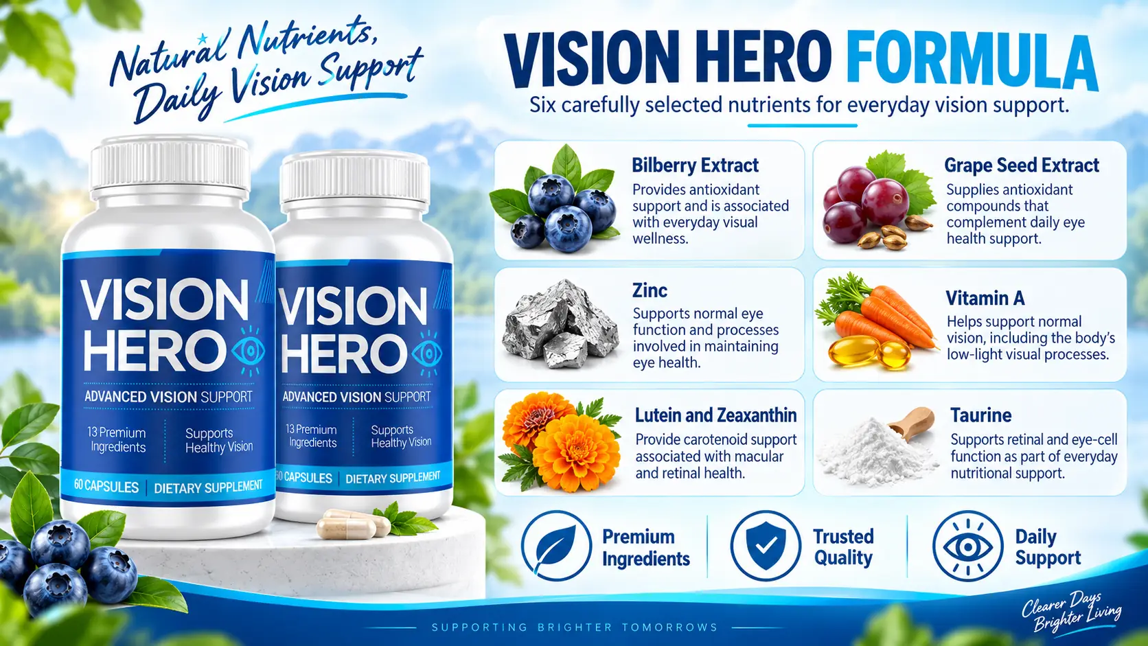 Vision Hero Formula - six carefully selected nutrients for everyday vision support